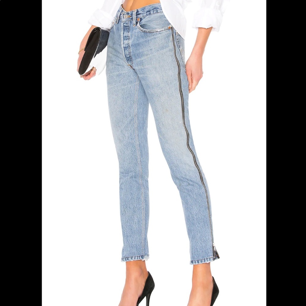 Re/done Levis side zip Jean size 28